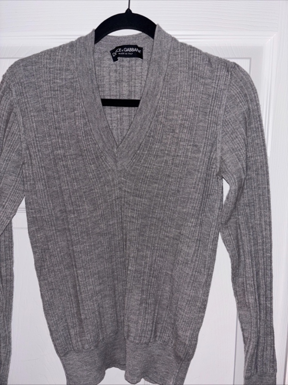 Dolce & Gabbana wommen gray Ribbed V-Neck Sweater